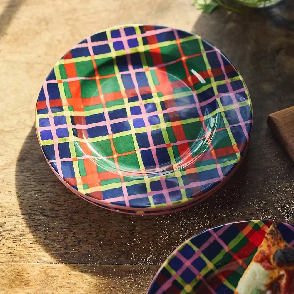 ❤️Tartan Plaid Stoneware Dessert Plate - NWT - Picture 6 of 12